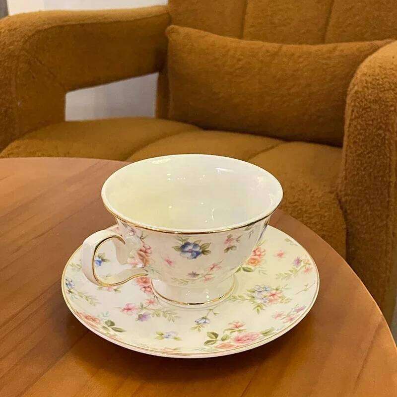 Vintage English Broken Flower Coffee Set Afternoon Camellia Tea Mug Phnom Penh Light Luxury Ceramic Kitchen Cup