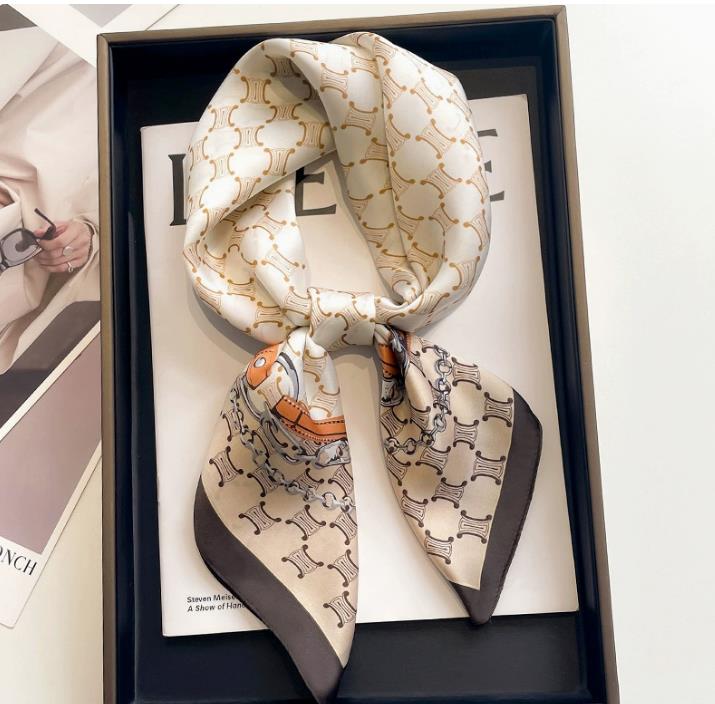 Newest Scarves Design Real Silk Scarf Fashion Women Hair Bands Small Square Foulard Female Bandana Neckerchief Tie Headscarf 70*70cm