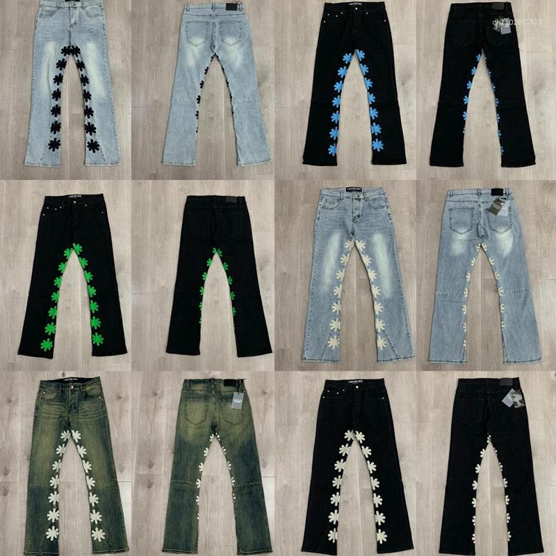 Men's Jeans LOST SHDWS Fashion All-match Men Women Denim Pants High Quality Color Embroidery Flower Lostshdws Trousers