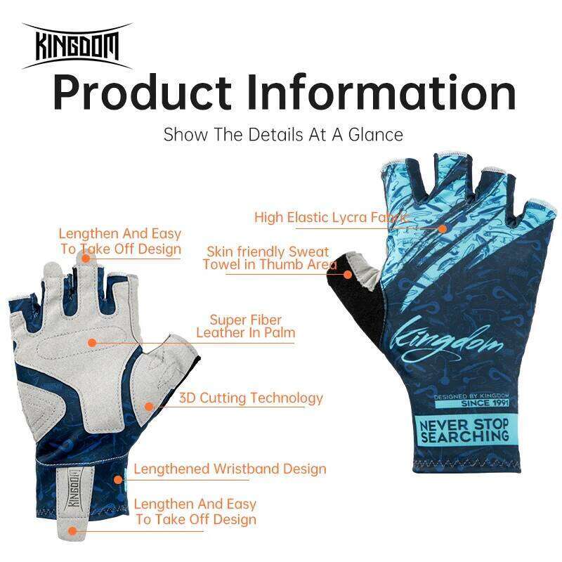 Kingdom Ice Lycra Fabric Anti-slip Fishing Gloves Outdoor Sports Breathable Cycling Bike Bicycle Camping Hiking Fingerless Glove Y260115