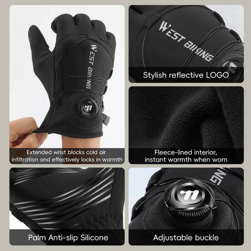 WEST BIKING Winter Self-Locking Bicycle Thermal Warm Full Finger Cycling Sports Touchscreen Twist Locking Gloves Y260115