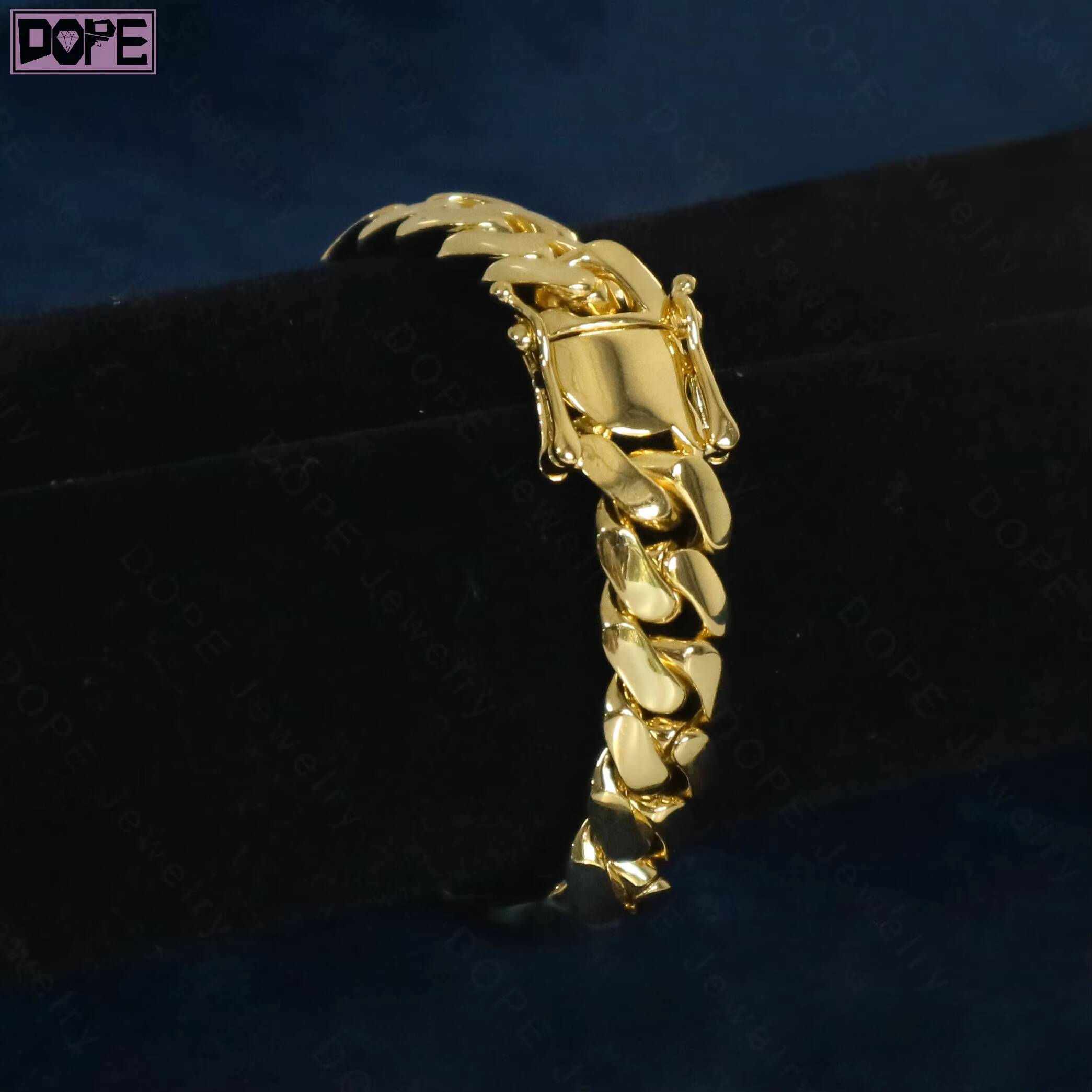Hip Hop 20mm Miami Cuban Bracelet Heavy Duty HipHop Real Gold Plating 925 Sterling Silver Cuban Link Bracelet