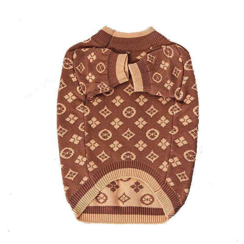 Soft Thick 2 Legged Xs-2Xl Luxury Winter Clothes Designer Brown Dog Knitted Sweaters Jumpers