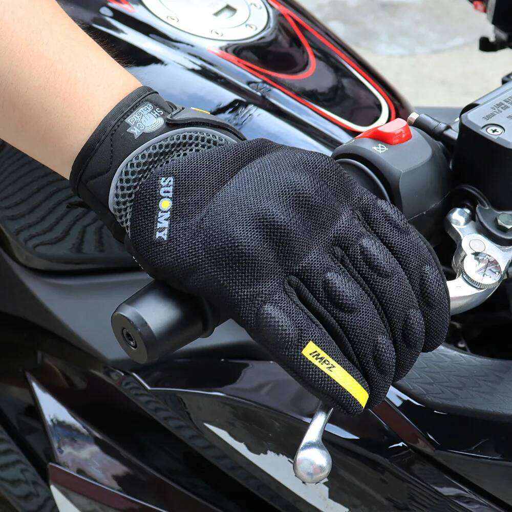 SUOMY Breathable Full Finger Racing Motorcycle Quality Stylishly Decorated Antiskid Wearable Gloves Size S-XXL Black Y260115