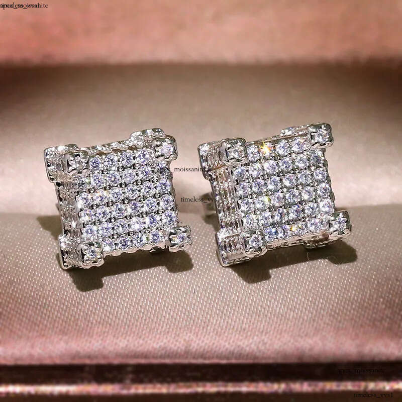 2023 Hip Hop Stud IGI Vintage Jewelry 925 Sterling Silver Gold Fill Pave White 5A Cubic Zircon CZ Diamond Top Sell Party Women Men Earring For Lover G