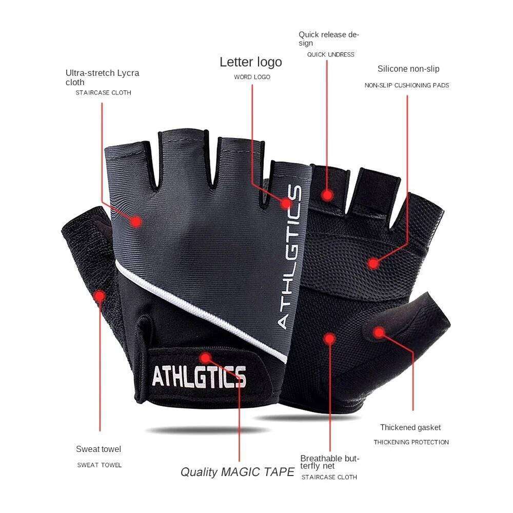 1Pair Breathable Cycling Workout Gym for Men Women Weight Lifting Fingerless Gloves Training Exercise Fitness Y260115