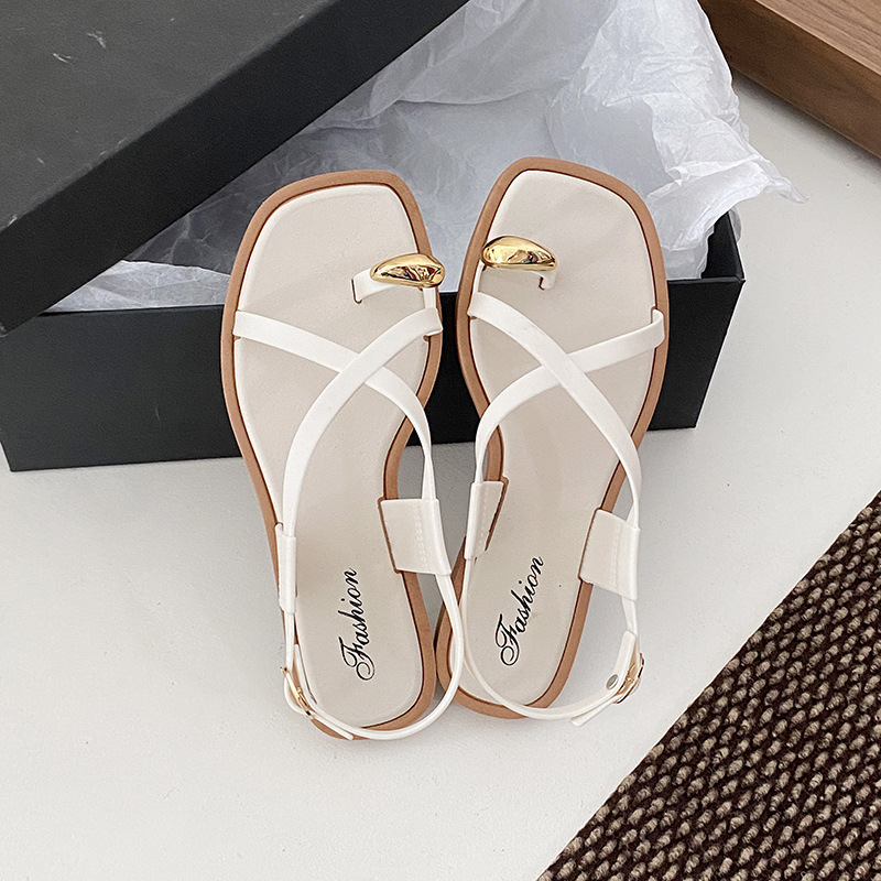 Luxury sandals 2026 Women's Toe Loop Roman Sandals, Flat Outdoor Slide Sandals, Comfortable Summer Thong Style Shoes Free Shipping
