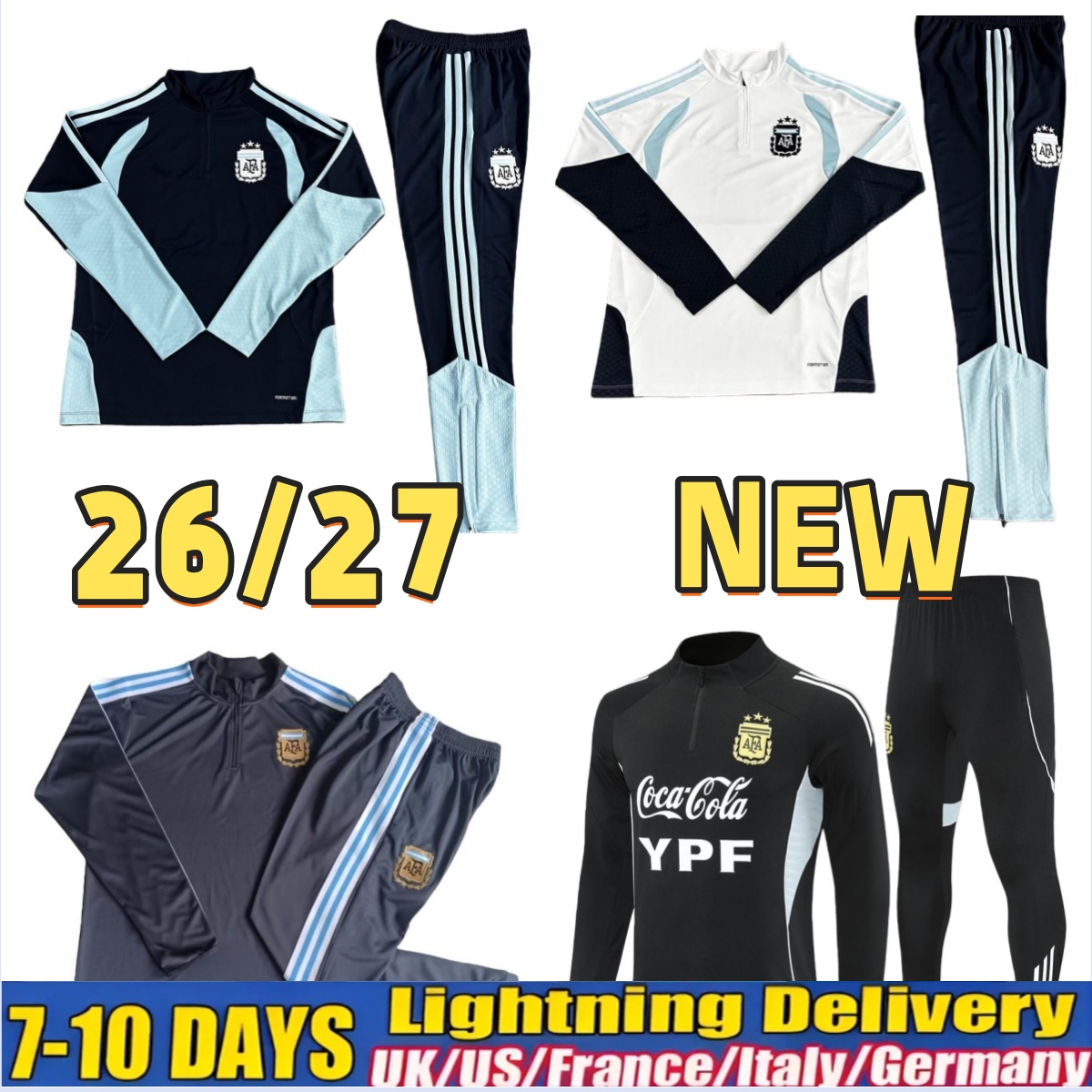 2025 2026 Argentina Tracksuit Men's Kids Kit Soccer Jerseys 25 26 DI MARIA DYBALA MESSIS Half Zipper Survetement Adult Child Kit maillot de foot Football Jogging Suit