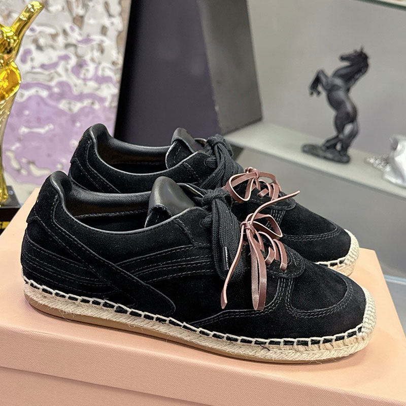 Luxury brand womens Rope women fisherman shoes designer Lady casual shoes 26SS new color dual tone lace up suede leather upper TPU rubber outsole top quality