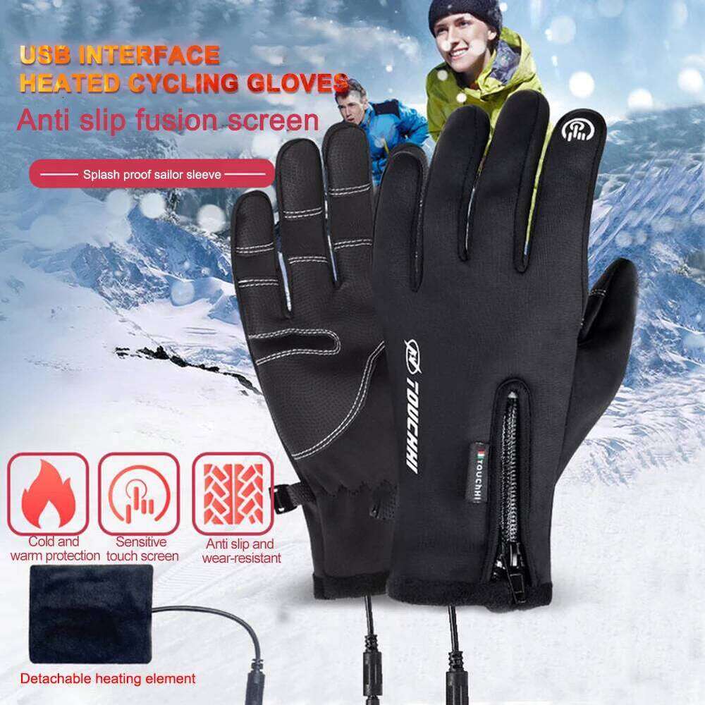 USB Touch Screen Heated Motorcycle Winter Ski Gloves for Cycling Running Driving Hiking Walking NO Battery Y260115