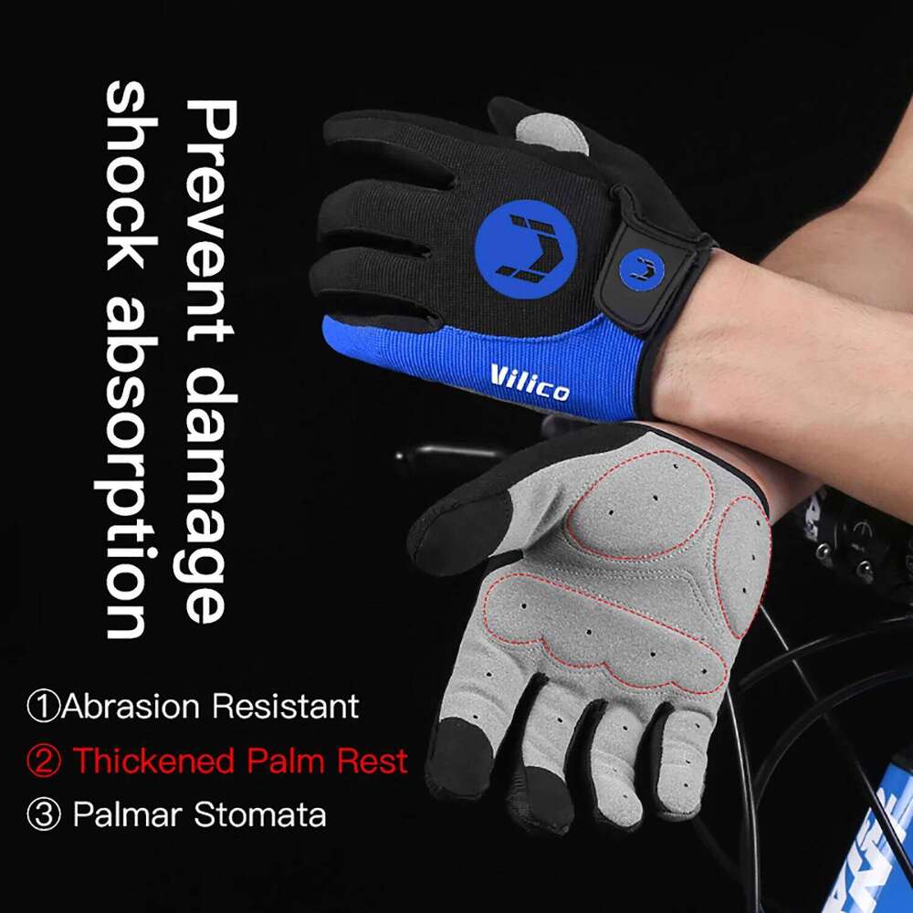 Cycling Anti-slip Full Finger MTB Bike Bicycle Pad Men Women Breathable Anti-shock Sports Gloves Y260115