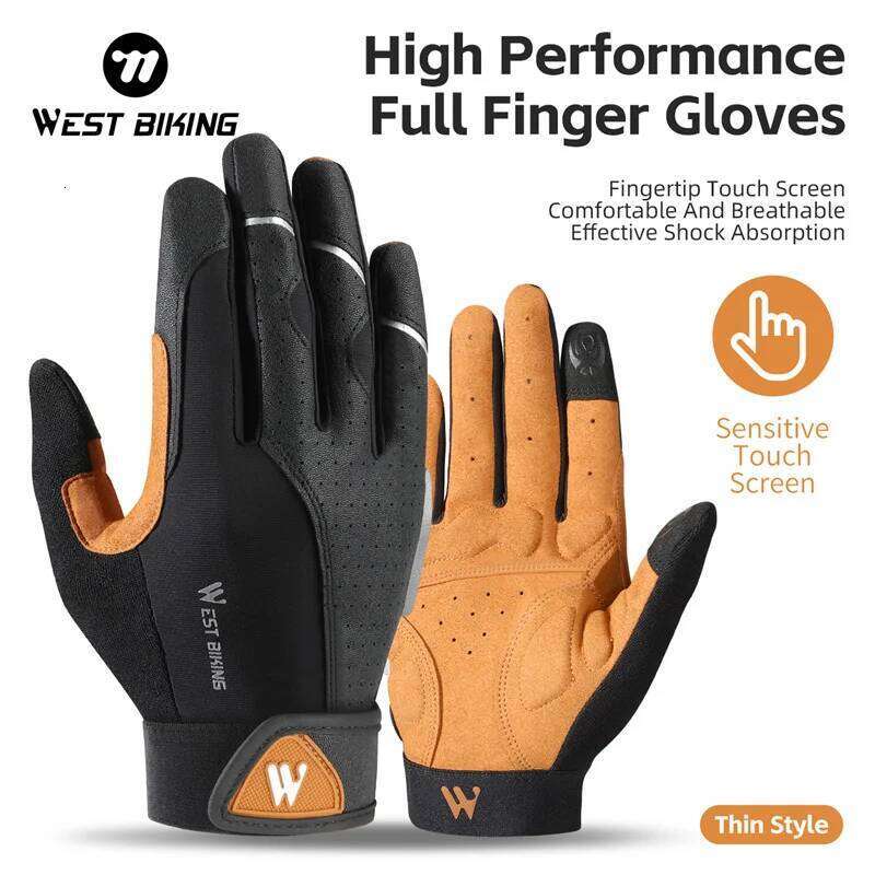 WEST BIKING Cycling Breathable Full Finger Mitts MTB Bicycle Sports Men Women Spring Autumn Gym Motorcycle Gloves Y260115