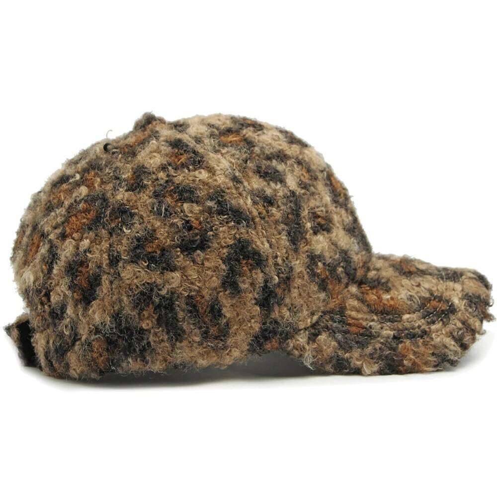 HT5003 Thick Warm Leopard Printed Men Women Adjustable Snapback Cap Male Female 6 Panels Winter Baseball Hat Y260115