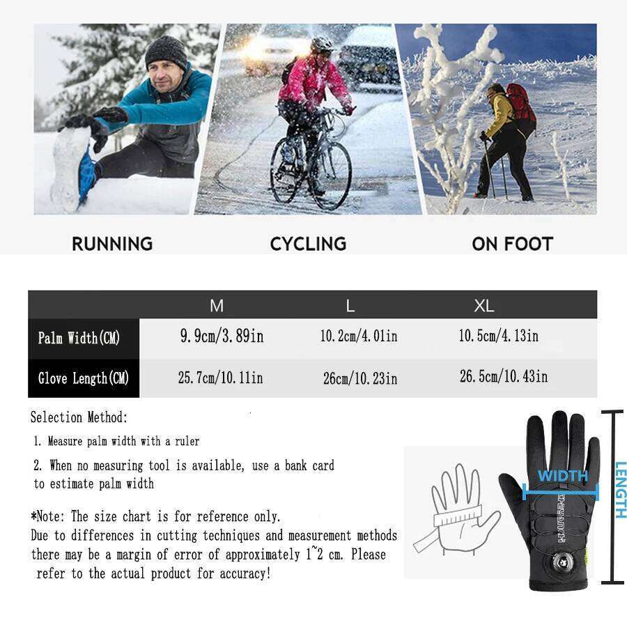 Men Winter Warm Gloves,Thickened Windproof&Cold Proof Sports,Knob Adjustment for Elasticity,Touchscreen Skiing, ycling,Sled Y260115