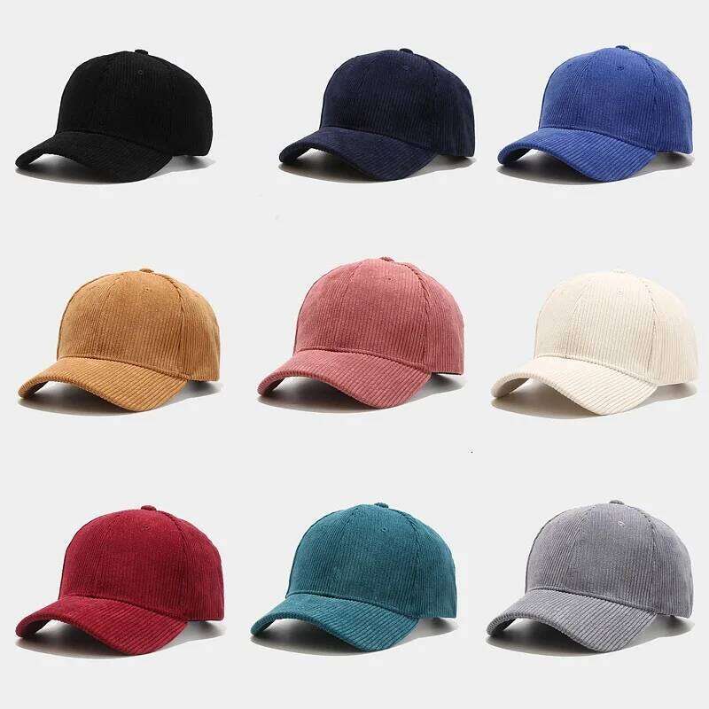 Men's Women's Autumn Winter Corduroy Caps Ribbed Striped Solid Baseball Cap Male Female Curved Brim Visor Hats Y260115