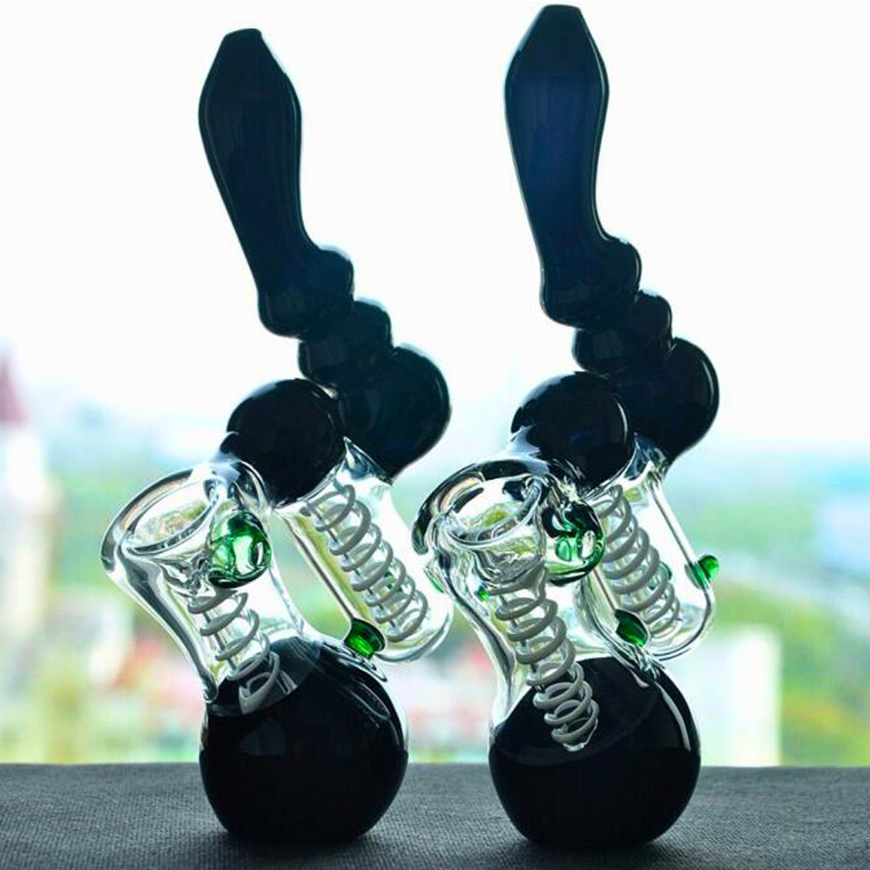 Thick Glass Smoking Pipes hammer Heavy Glass Bubbler handle oil burner smoking Water pipe Hookahs dry herb