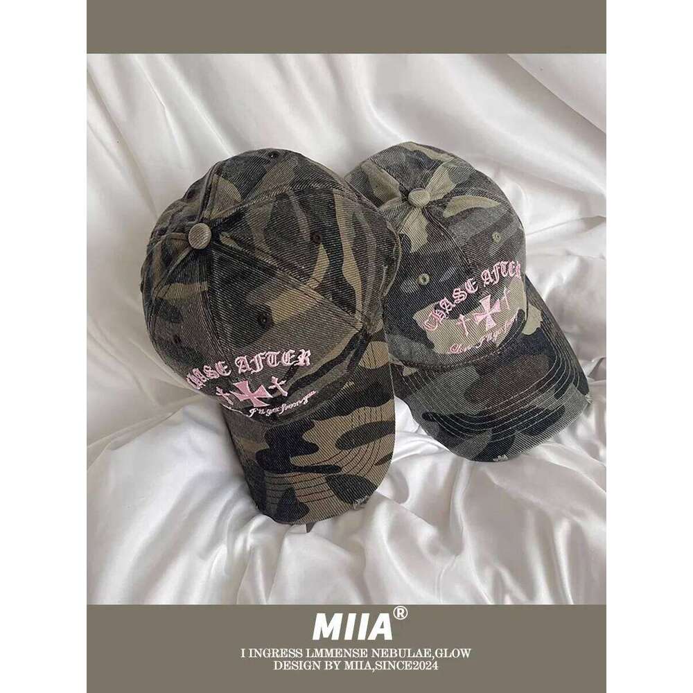 American Retro Old Cross Embroidery Camouflage Women Versatile Face Small New Casual Soft Top Sun Baseball Cap Men Y260115