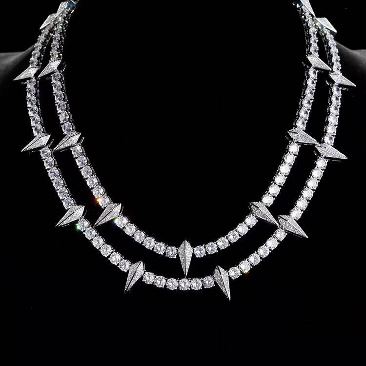 Custom Design 925 Silver Gold Plated Moissanite Diamond Black Panther Tennis Necklace Jewelry
