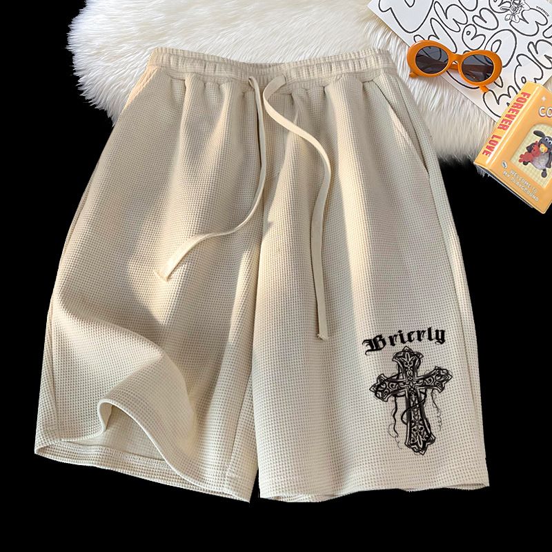 Men's Summer Waffle-Knit Casual Shorts, Loose-Fit Athletic Shorts, Trendy Fashion 5-inch Pants