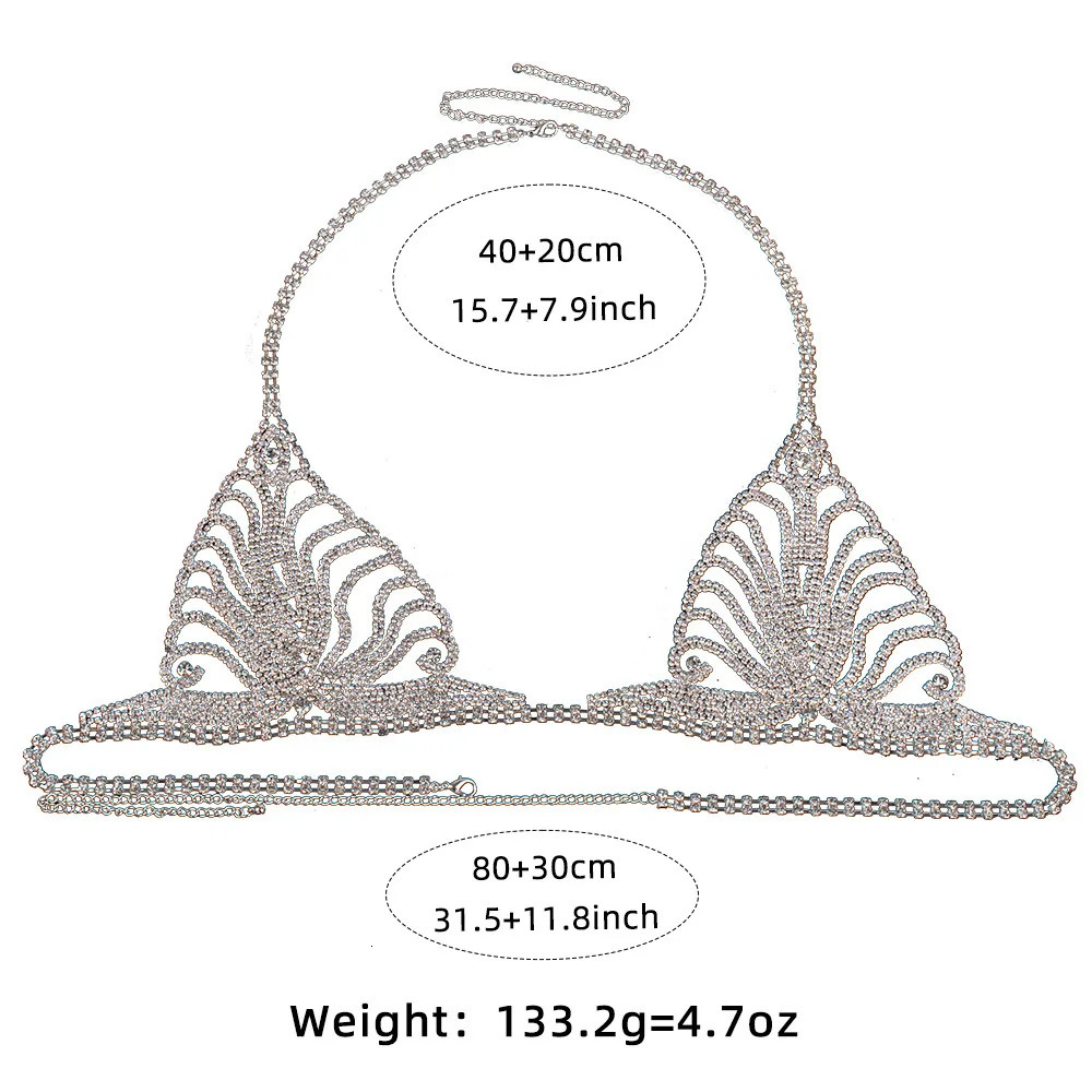 Diamond-encrusted Lingerie Body Chain Sexy Nightclub Rhinestone Chain Bra Thong Set 260109
