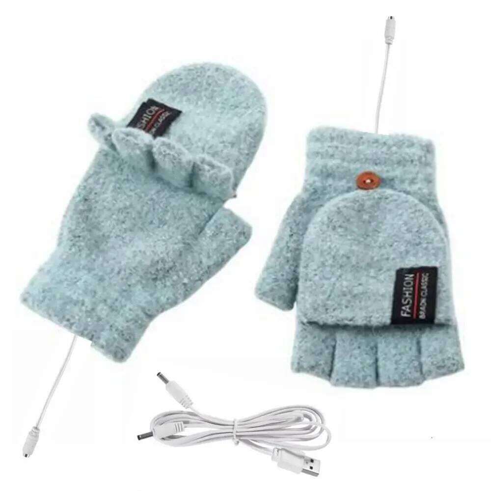 USB Heated Touchscreen Double-Sided Heating Fingerless Hands Electric Thermal Gloves Winter Warmer Y260115