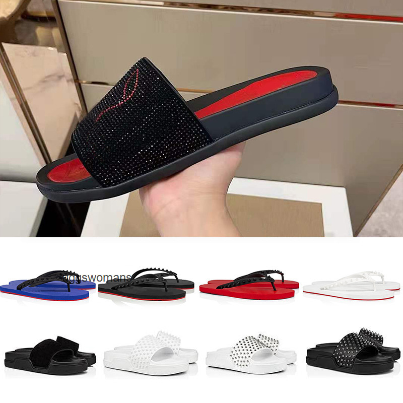 christian louboutin red bottom louboutinshoe loubitons summer slipper fashion slide triple black white men women flat flip flops beach hotel platform indoor s MSN2