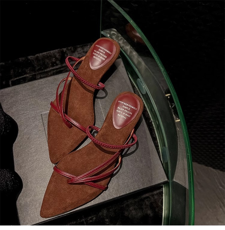 Luxury Sandals French-Inspired Gladiator Sandals, 2026 Women's Wedge Heel Pointed Toe Slides, Strappy Casual Summer Shoes