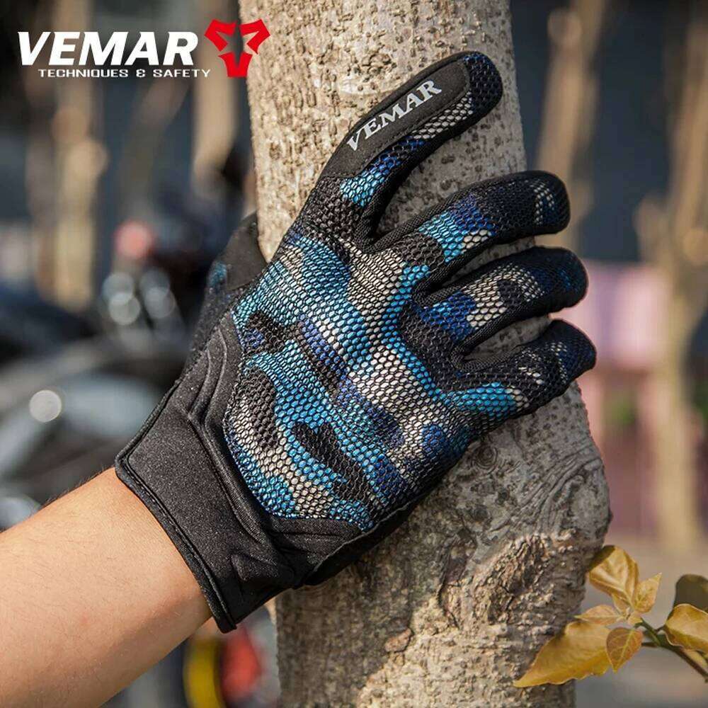 Vemar Camo Blue Brown 3D Mesh Motorcycle Summer Touch Wearable Motocross Gloves Men Anti-Fall Motor Bike Glove Reflective Y260115