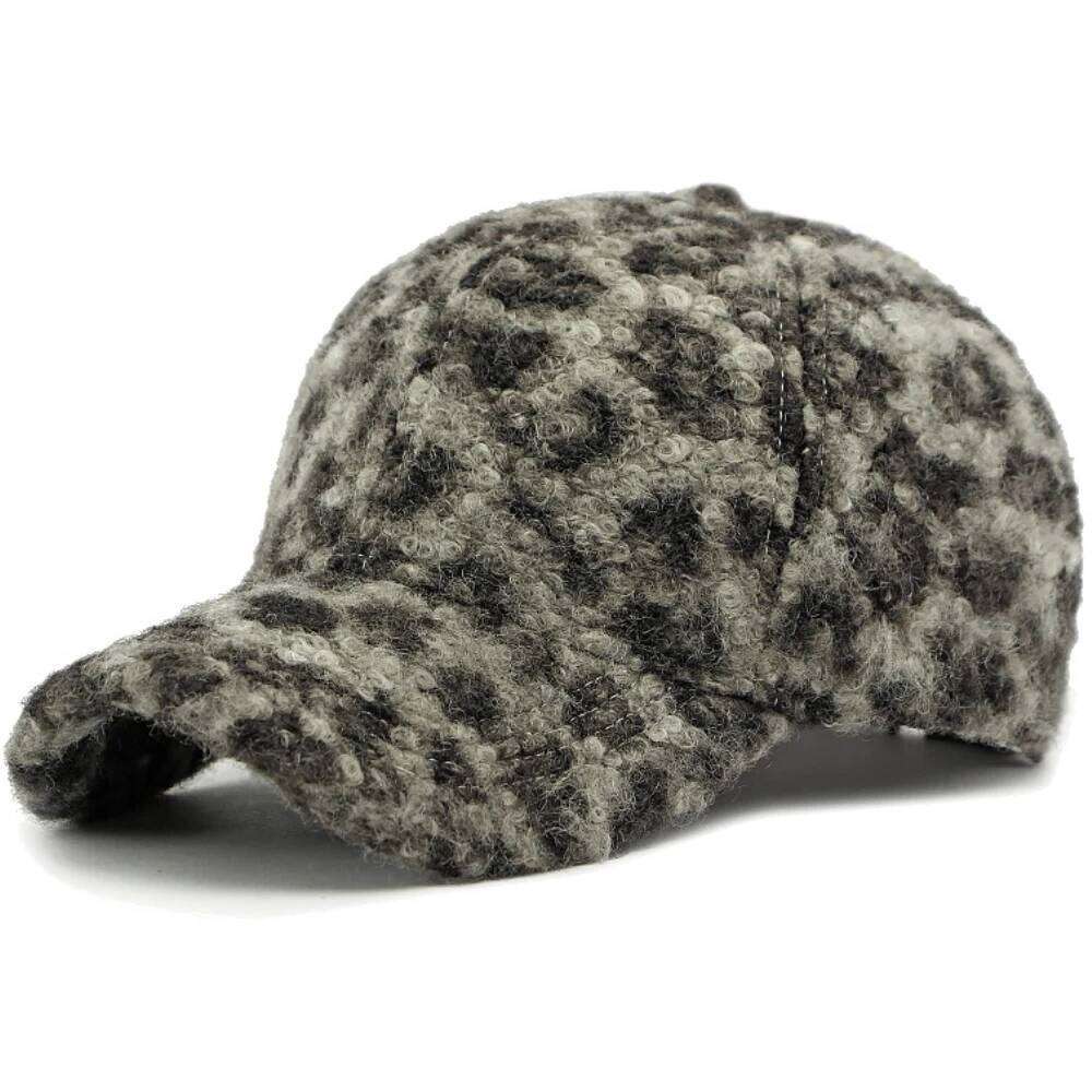 HT5003 Thick Warm Leopard Printed Men Women Adjustable Snapback Cap Male Female 6 Panels Winter Baseball Hat Y260115