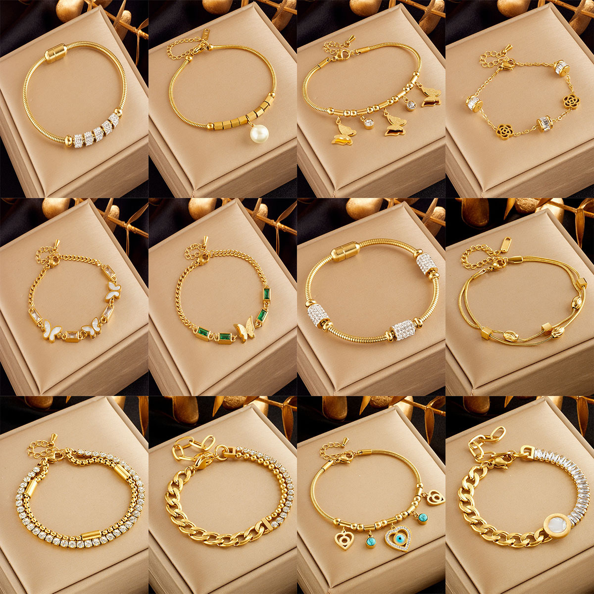 Butterfly Heart Titanium Steel Bracelet Fashion Commute Jewelry With Pendant Charms For Women Elegant Everyday Wear