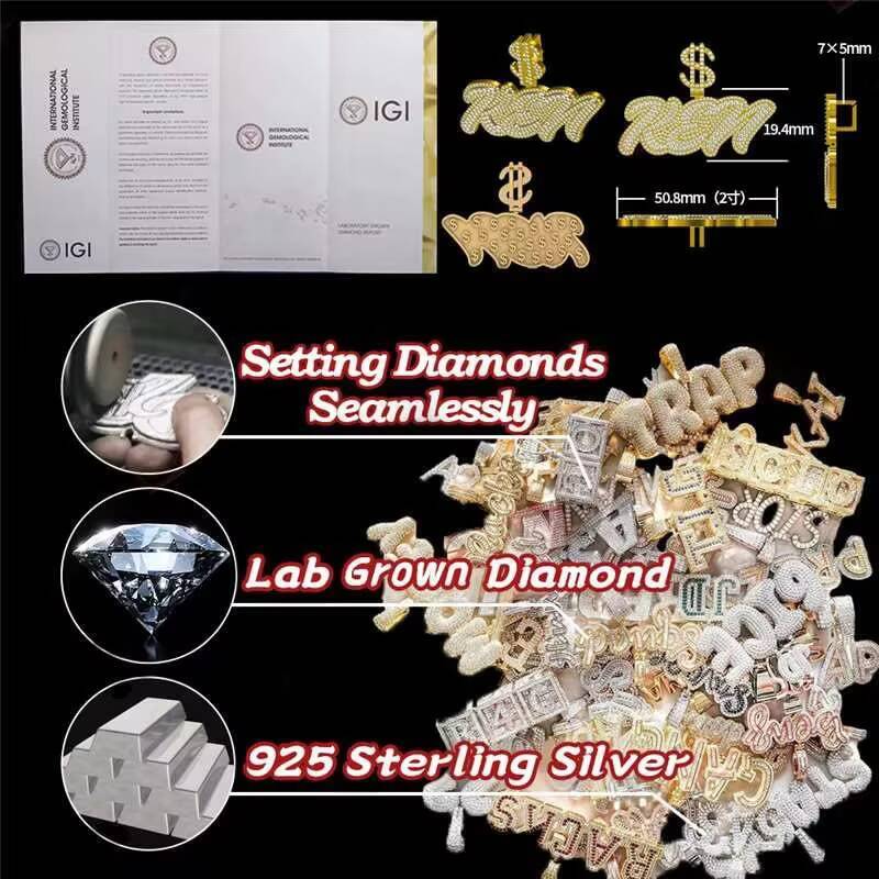 IGI Certified Cross Pendant VS DEF Lab Grown Diamond Raise Pointer CVD HPHT 925 Silver Custom Diamond Pendant