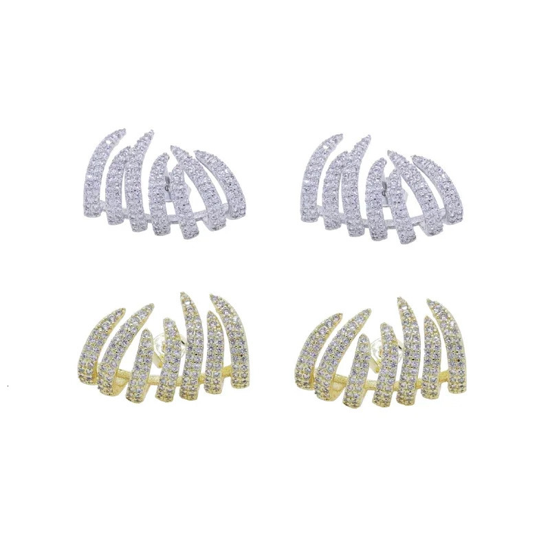 2025 High Quality Micro Pave Bling Cz Cluster Earring Sparking Gorgeous Women Wedding Engagement Gift Jewelry Wholesale 260109 - view 3