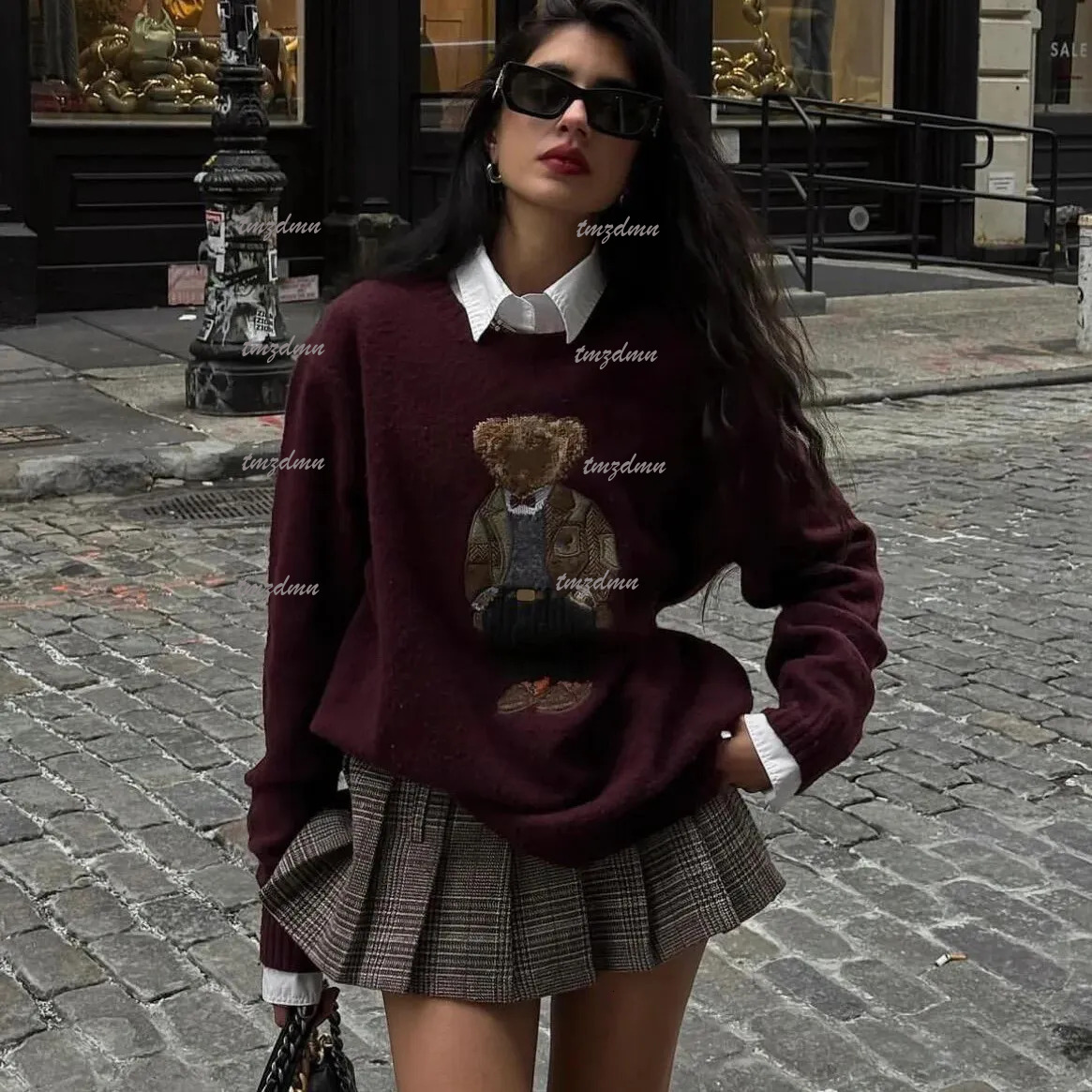 designer knitted sweater embroidery women long sleeve knitwear pullover