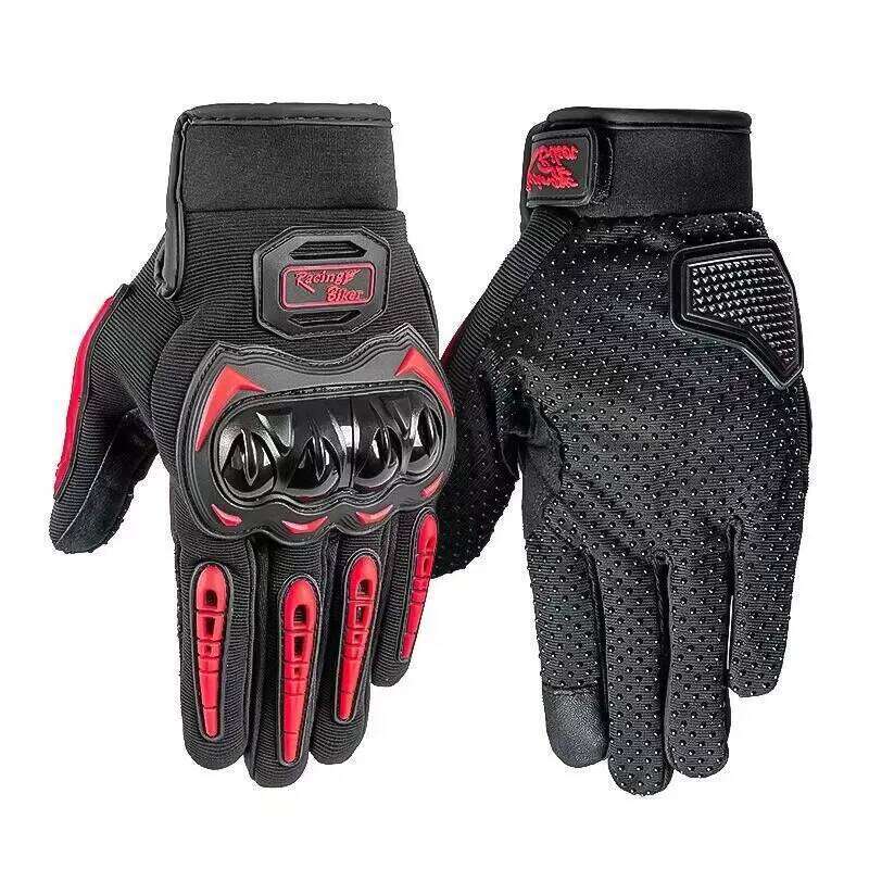 Motorcycle Black Racing Genuine Leather Motorbike Road Riding Team Glove Men Summer Winter Cycling Gloves Y260115