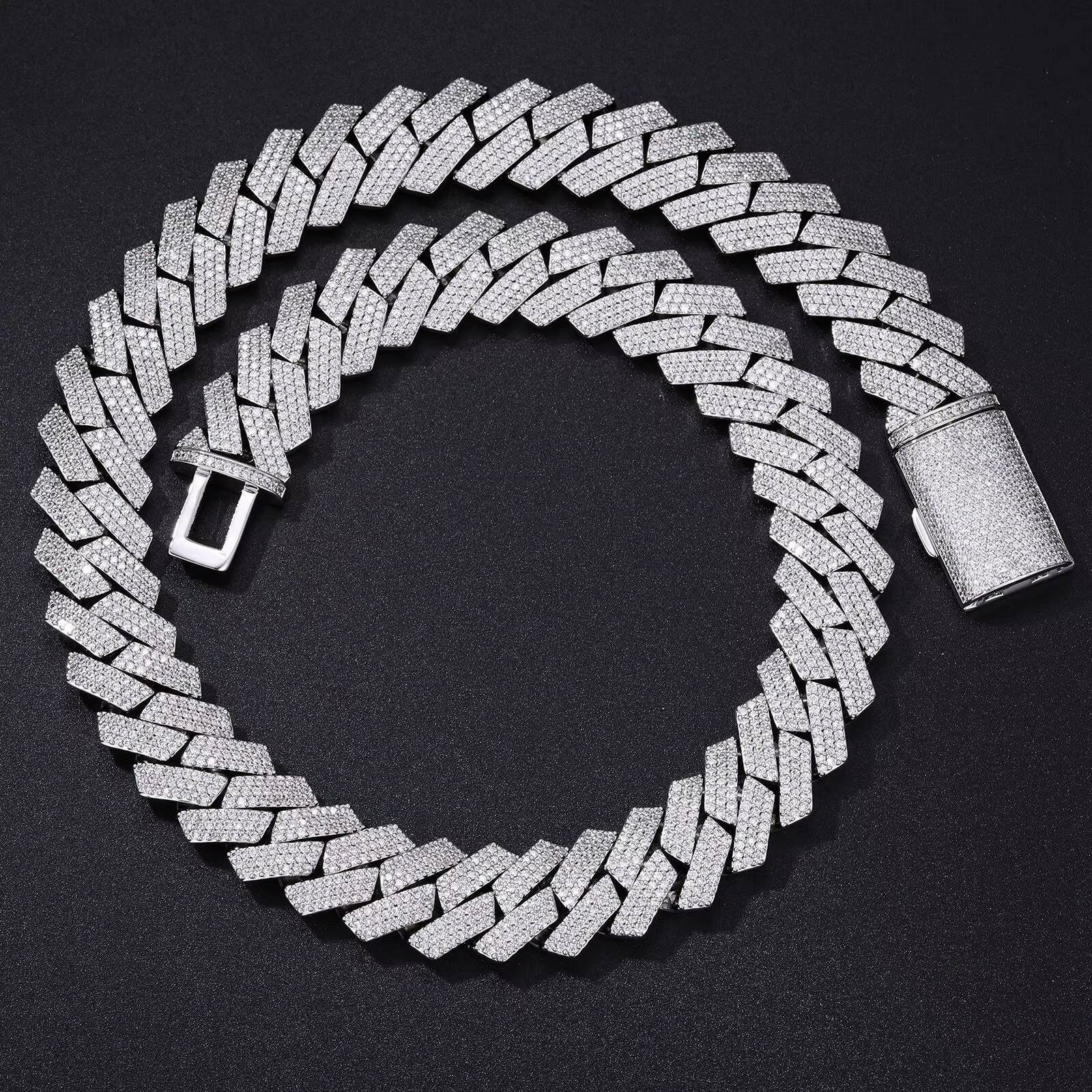 15mm Full Ice Double Row Moissanite Cuban Link Necklace Hip Hop Streetwear Jewelry 925 Sterling Silver Unis - view 6