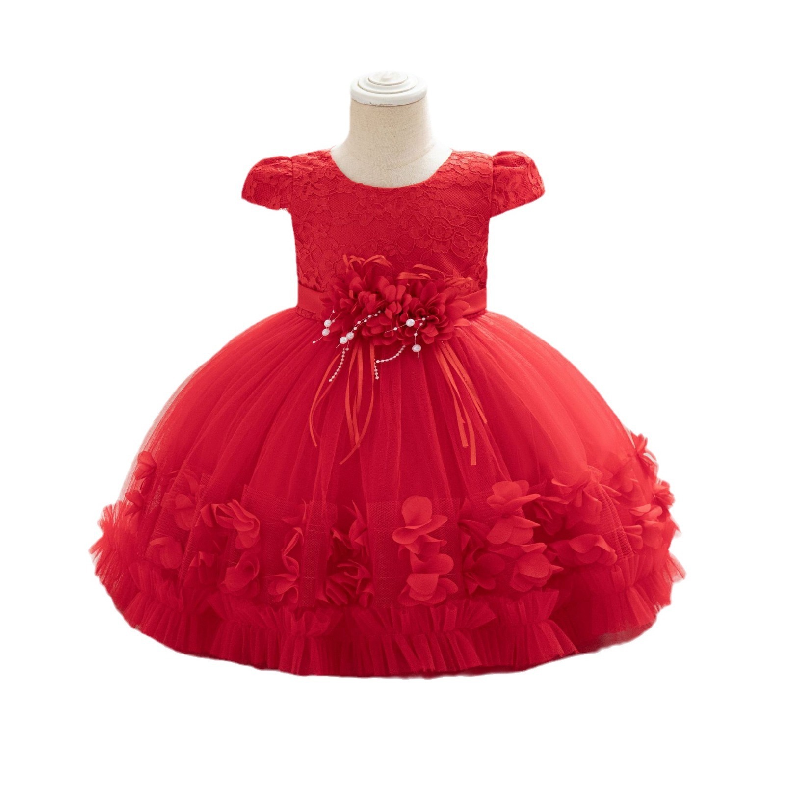 Baby Girls Flower Princess Dress 1 2 Years Old Birthday Party Christening Gown Kids Children Bridesmaid Wedding Dress 3-10 Years LJ201221