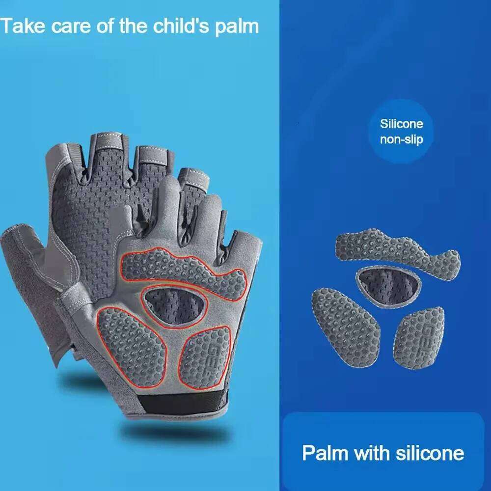 1Pair Kids Cycling Breathable Half Finger Bike Gloves Non-Slip Mitten for Outdoor Sports Roller Skating Y260115