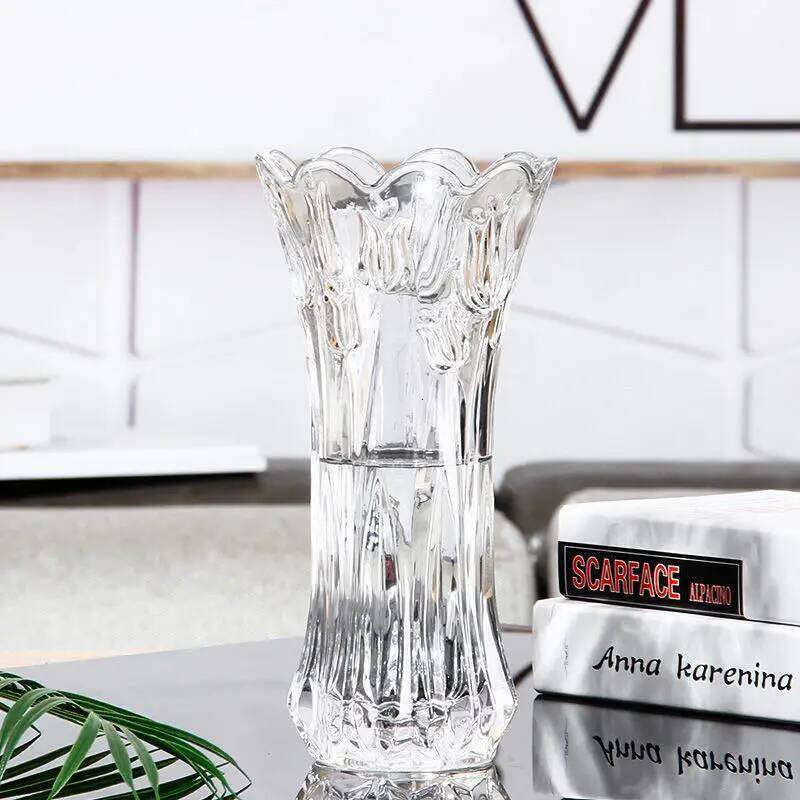 Thick Heavy Crystal Glass Vase Creative Living Room Decor for Lilies Bamboo Lead Free C260116