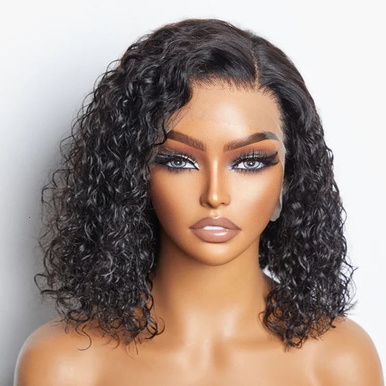 Curly Short Bob 250% HD 13X6 Lace Frontal Human Hair Wigs Deep Water Wave 13X4 Lace Front Wig 5x5 Closure Glueless Ready to Go 240625