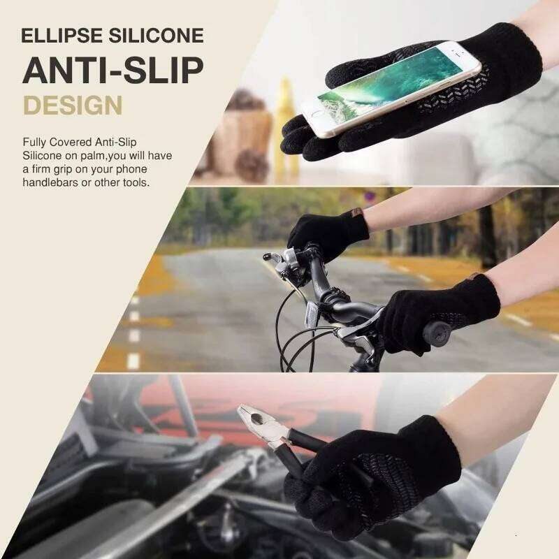 Winter Warm Touch Screen Waterproof Non-slip Thickened Knitted Gloves Suitable for Outdoor Driving Cycling and Skiing Y260115