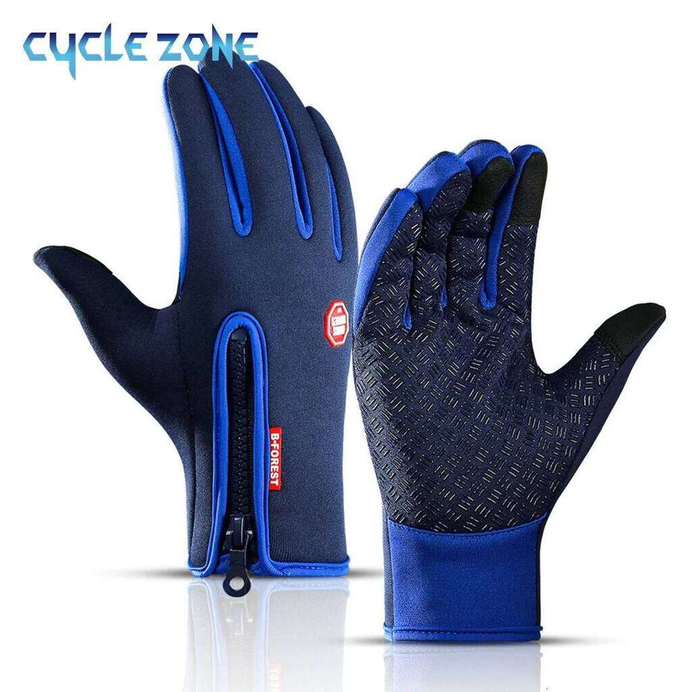 Spring Autumn Cycling Touchscreen Full Finger Bicycle Glove with Zipper Warm Windproof Outdoor Bike Riding Sports Gloves Y260115