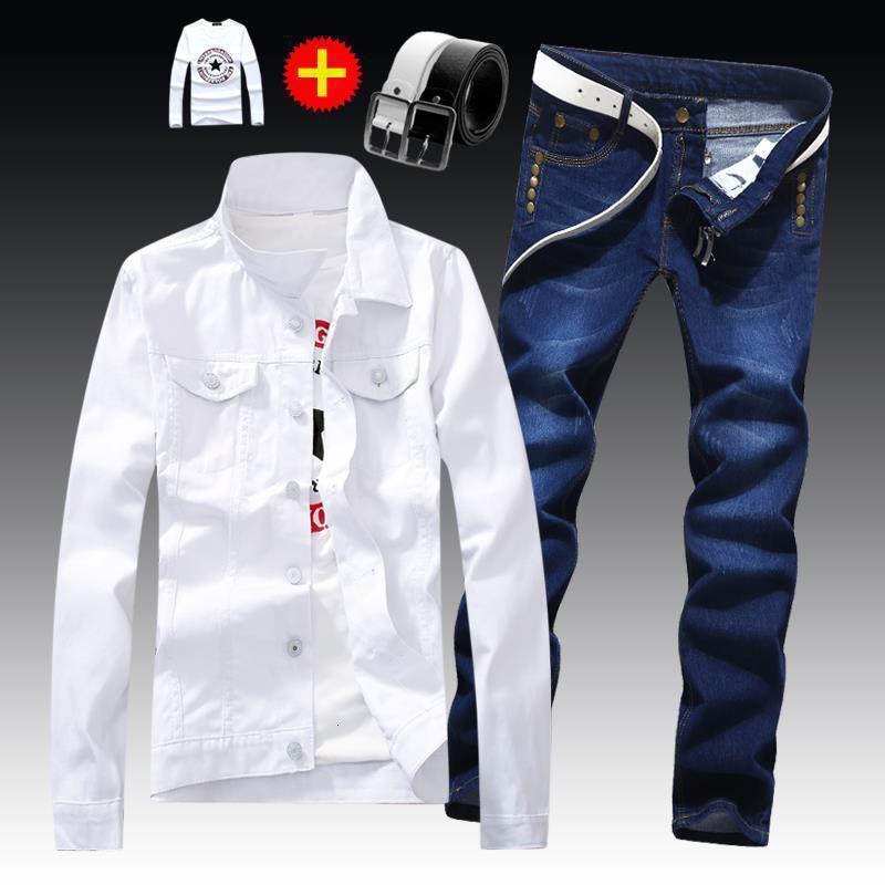 Fashionable mens washed denim jacket jeans pants 2-piece set decal long sleeved jacket casual slim fit mens clothing S-XXXL autumn 240824bj