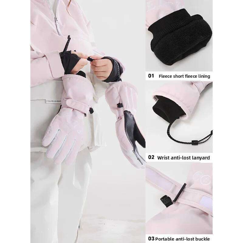 Coldelement Kids Ski Gloves Waterproof Thermal Insulated 5-Finger Adjustable Cuff for Toddler Snow Play Winter Y260115