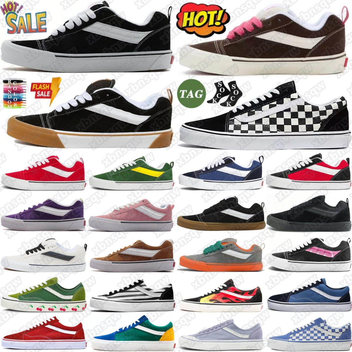 designer Knu Skools shoes Old sneakers trainers skateboard Black White Navy Color Brown Green Yellow Mega Check Flame red outsole purple gum pink canvas #4t3k#