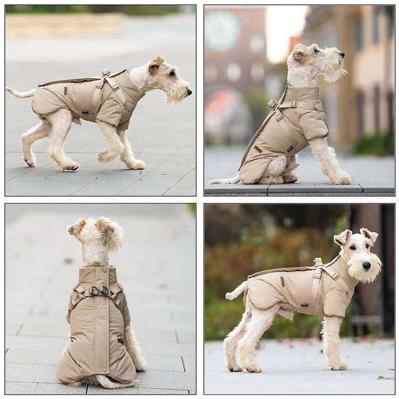 Famous brand Cotton Clothing Pet Keeping Warm Clothes for Autumn Winter High Necked Dog Stormcoat With Reflective Tape Waterproof Coat pupakaIK
