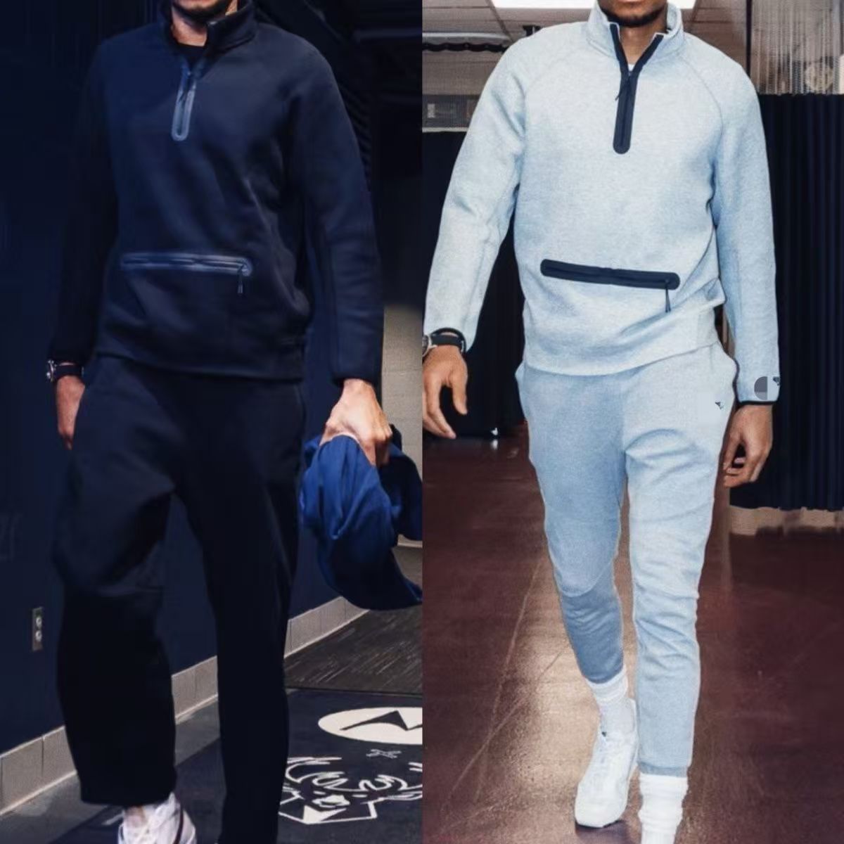 SPORTSWEAR tech fleece tracksuits 1/2-zip sweatshirt Letter print splice half zipper open front stand collar long sleeve hoodie