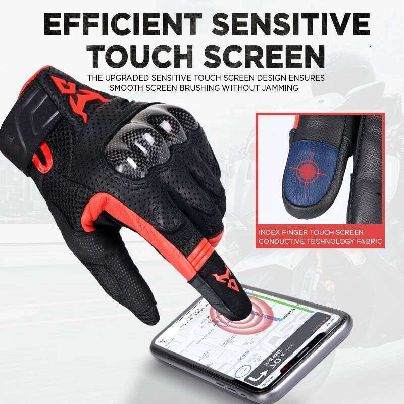 MOTOCENTRIC Leather Motorcycle Carbon Fiber Breathable Motorbike Motocross Touchscreen Cycling Bike Gloves Unisex Y260115