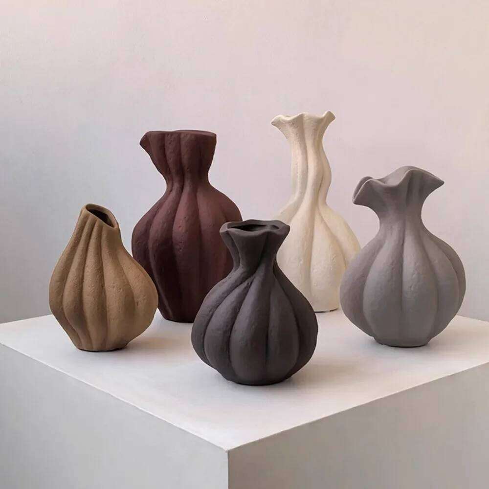 Livetai Wabi-Sabi Handmade Ceramic Vase, Organic Artistic Flower Pot for Living Room, Study & TV Console, Modern Boho Decor C260116