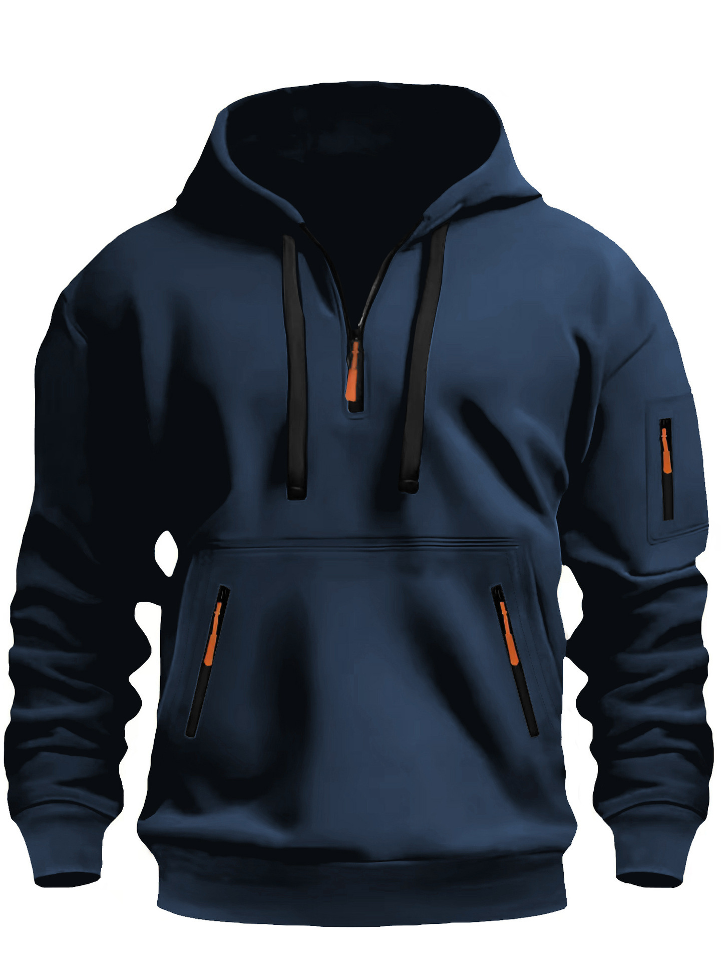 Cross-border Winter New Men's Hooded Sweatshirt with Arm Zipper Pullover Sports Casual
