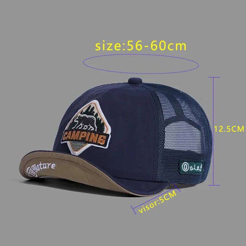 Big Size Short Visor Baseball Cap Breathable Dad Mesh 5 panel Caps Men Adjustable Bone Trucker Outdoor Flat Brim Running Hat Y260115